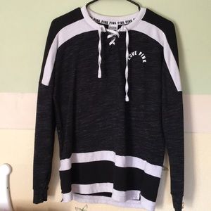 Pink VS Lace up Long Sleeve